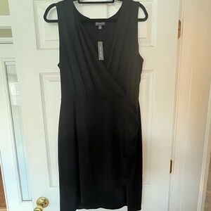 The Limited Black Sleeveless Short Dress v-neck Rouched a-line dress